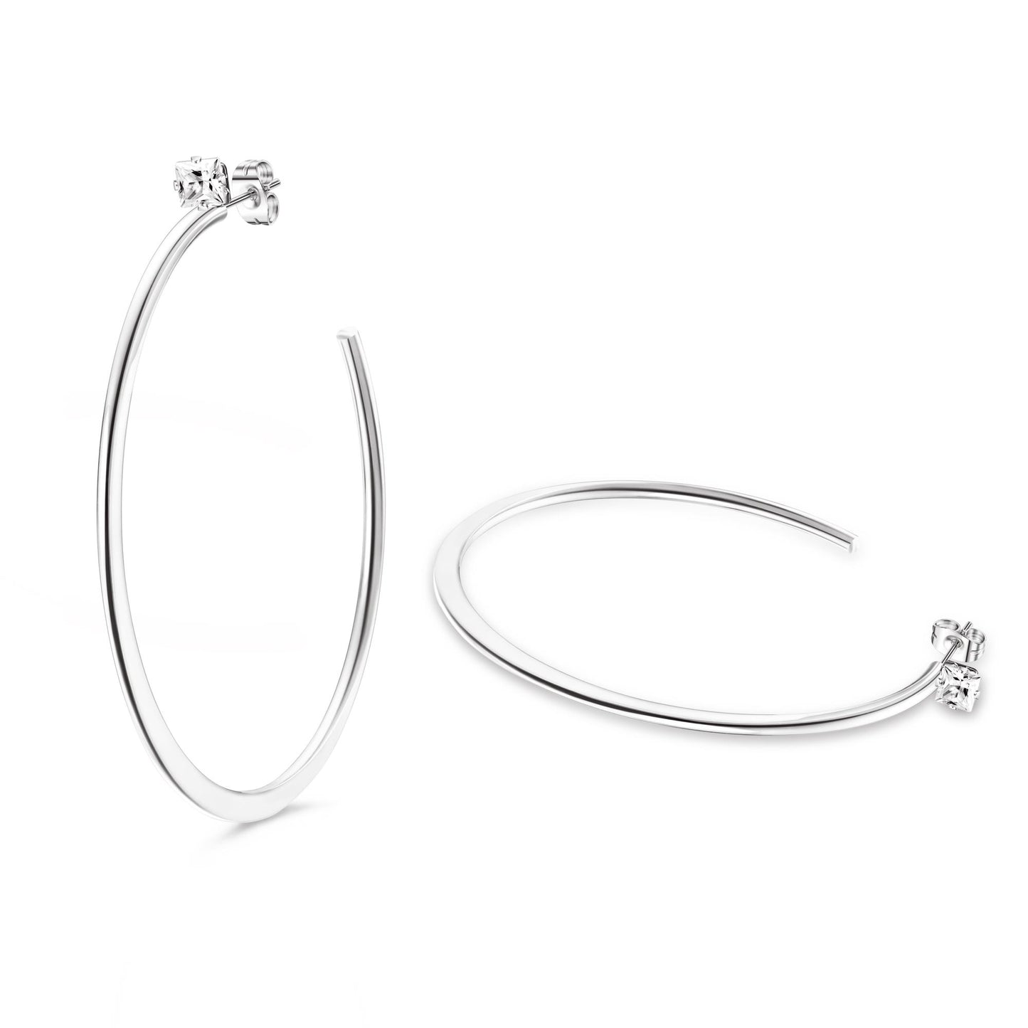 Stainly Stainless Steel Hoop Earrings with CZ for Women Teens Cubic Zirconia Stud Hoop Earrings