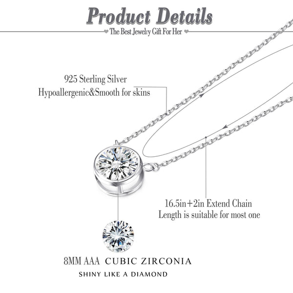 Cubic Zirconia Solitaire Pendant Necklace