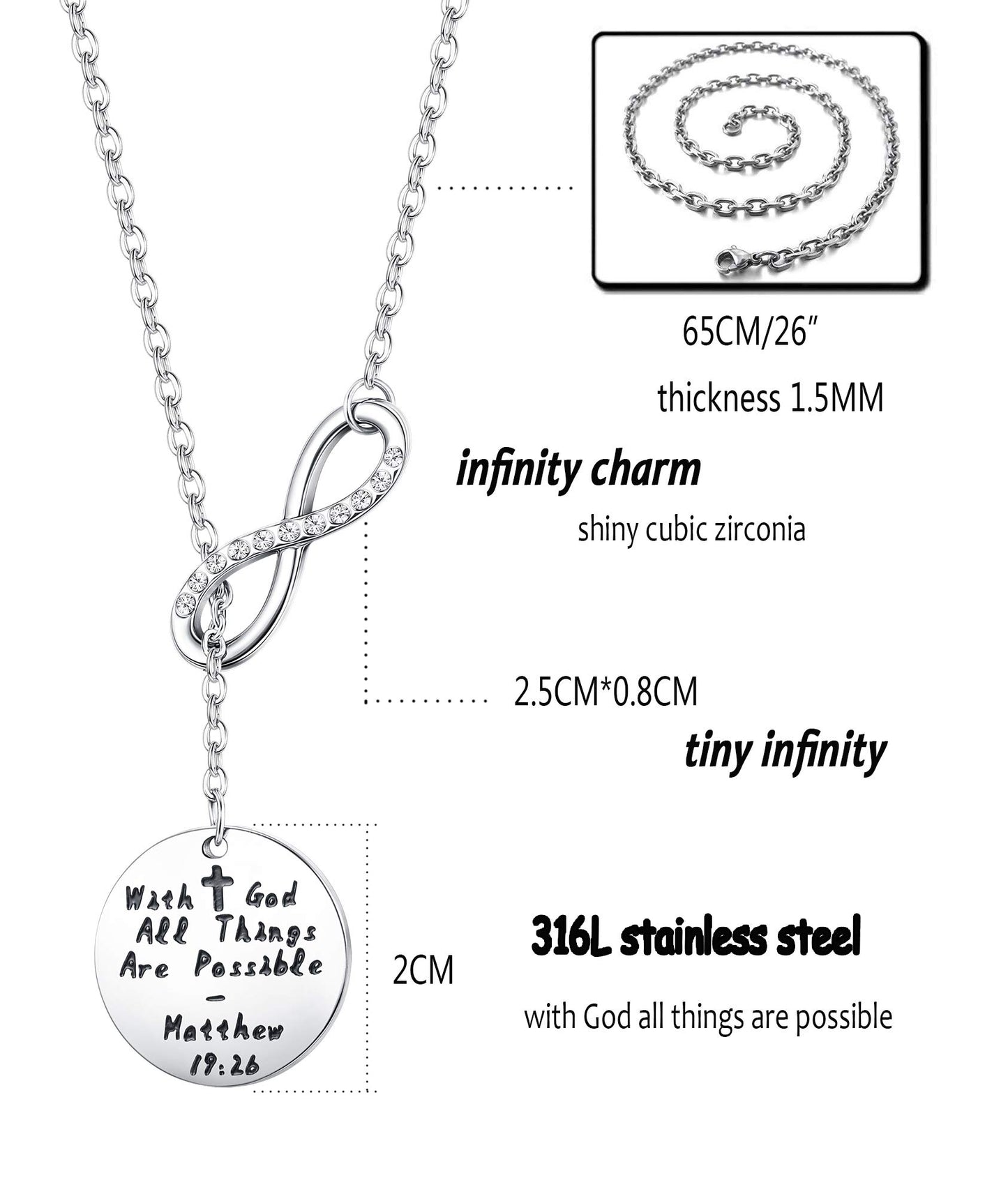 Stainless Steel Cross Necklace Infinity Necklace Religious Necklace Jewelry Inspirational Gift Chain Necklace for Women Men