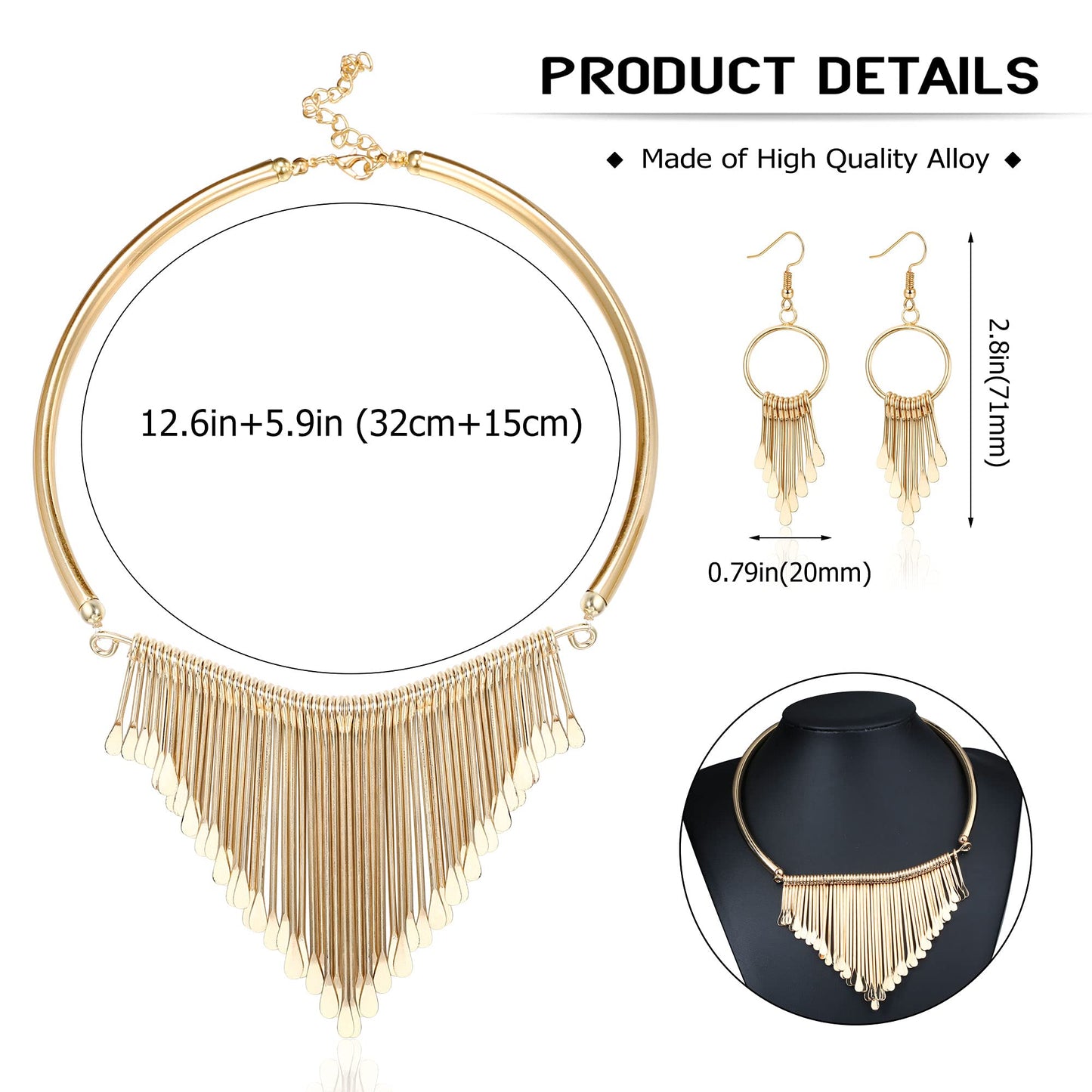 Choker Necklace Earrings Set for Women