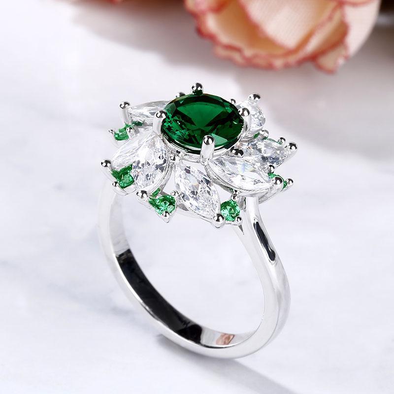 Halo Round Cut Sterling Silver Ring-JE-Juri Elle