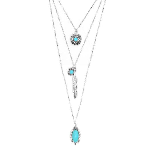 Bohemian National Wind Turquoise Leaf Necklace