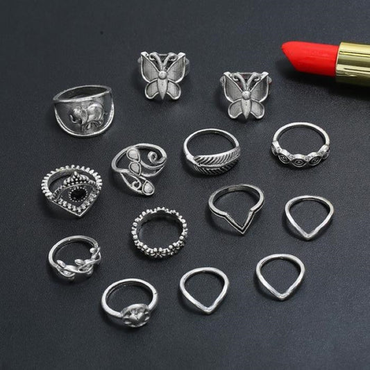 Bohemian Flower Elephant Set 14 Pieces