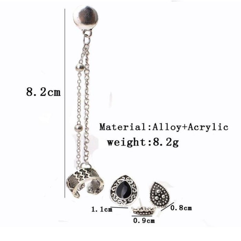 Bohemian Water Drop Chain 4 Piece Earring Set