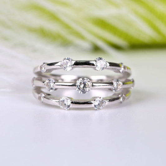Split Shank Round Cut Sterling Silver Women's Band-JE-Juri Elle