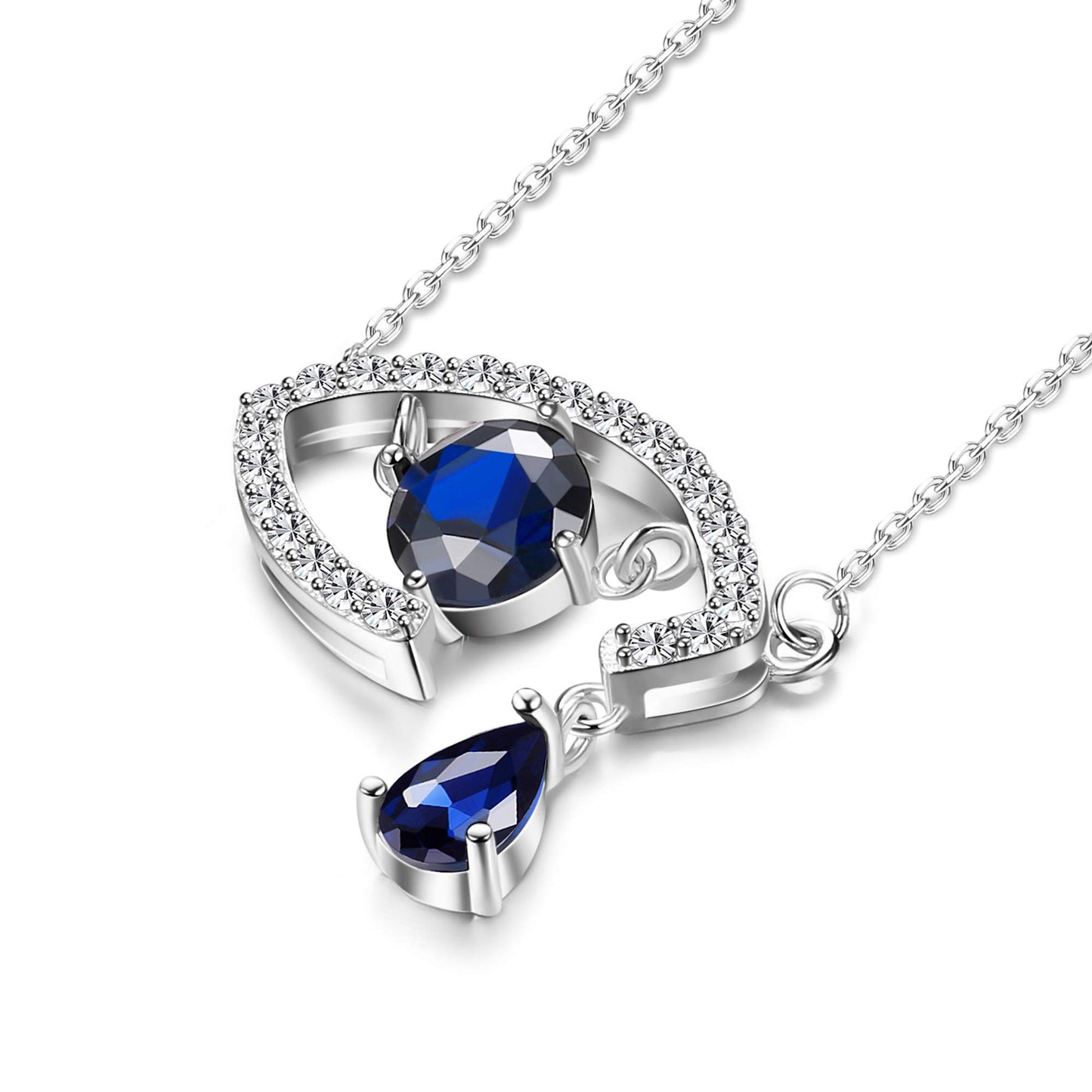 Evil Eye Pendant Necklace Blue Teardrops Necklace