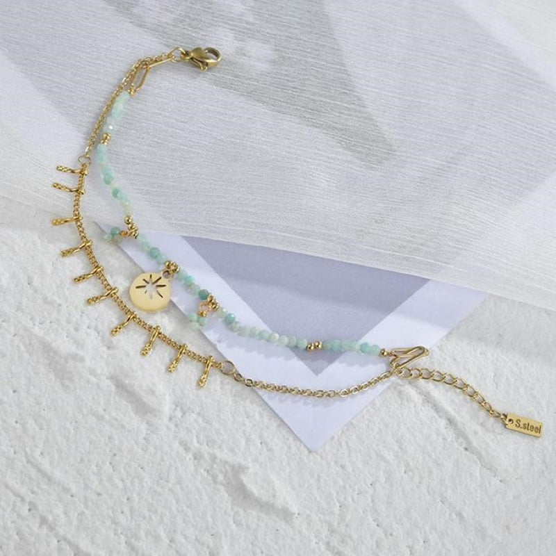 Bohemian Double Tassel Bracelet With Hollow Stars