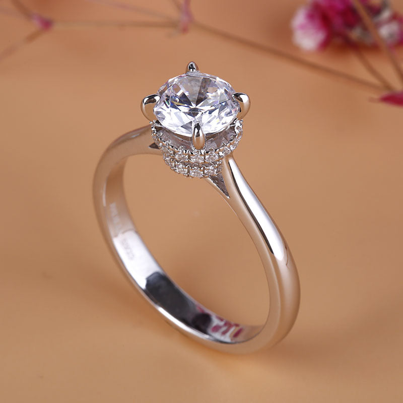 Solitaire Round Cut Sterling Silver Ring-JE-Juri Elle