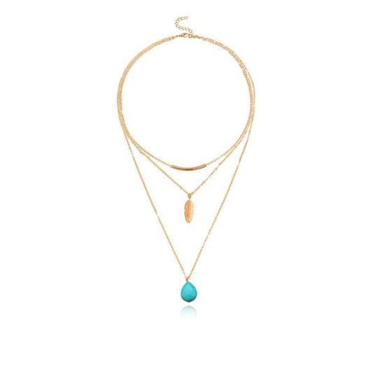 Bohemian Turquoise Leaf Necklace