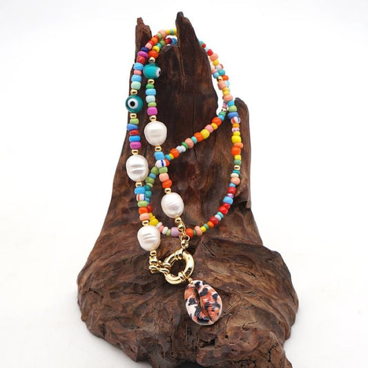 Bohemian Natural Pearl Shell Color Necklace