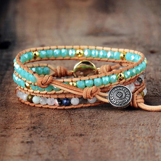 Bohemian Multi-colored Agate Bead Bracelet
