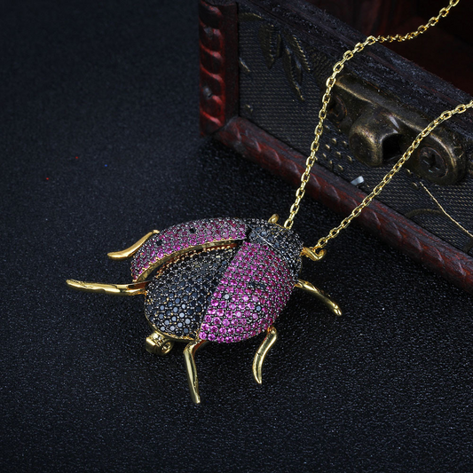 Vintage Seven-spot Ladybug Round Cut Alloy Brooch