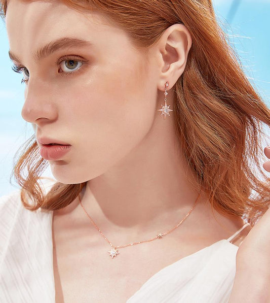 Meteor Round Cut Sterling Silver Necklace