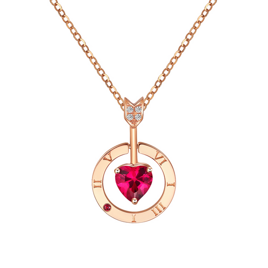 Cupid's Arrow Heart Cut Sterling Silver Plated 14K Rose Gold Necklace