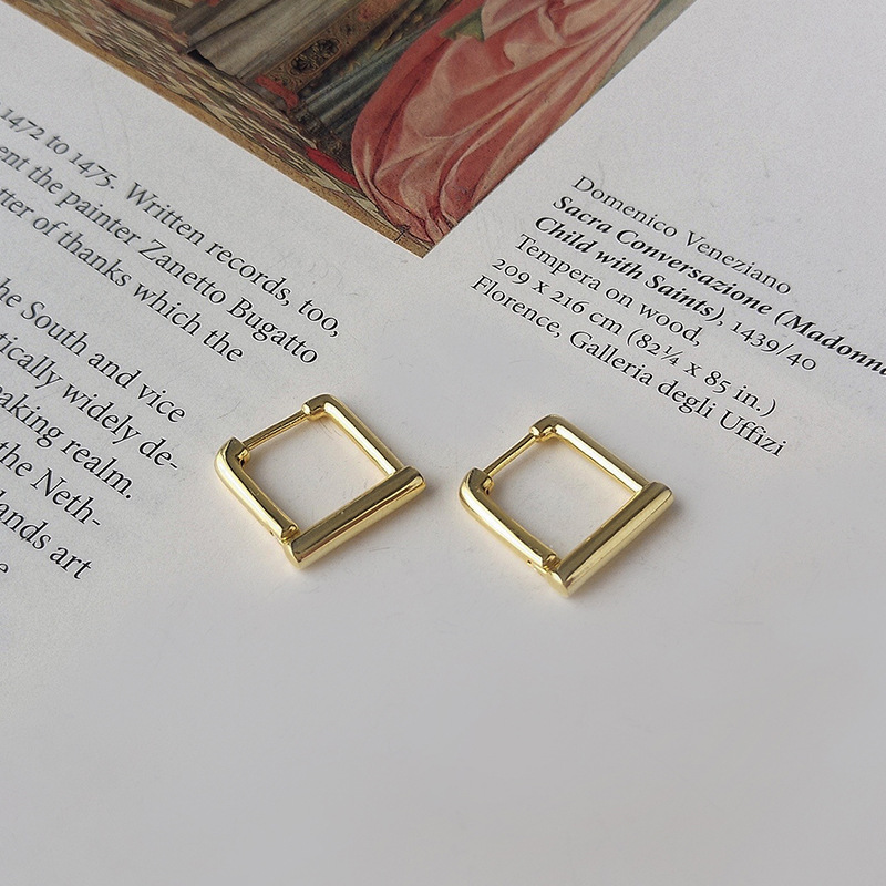 Geometric Sterling Silver Plated Gold Earring