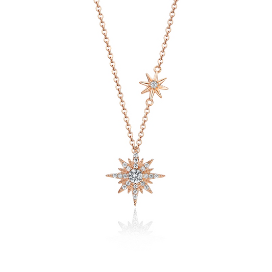 Meteor Round Cut Sterling Silver Necklace