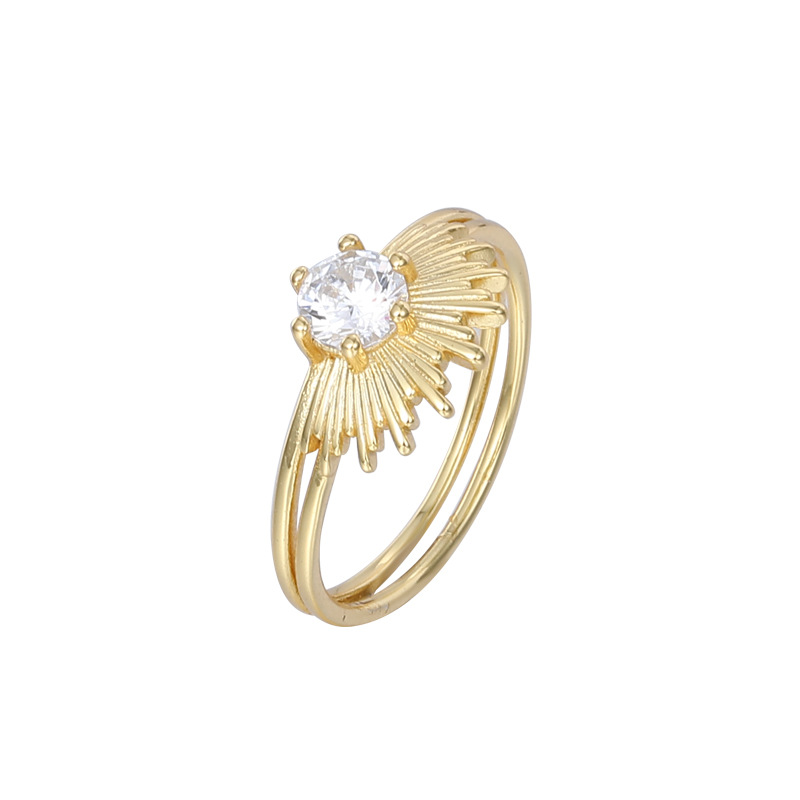 Peacock Round Cut Sterling Silver Plated Gold Ring
