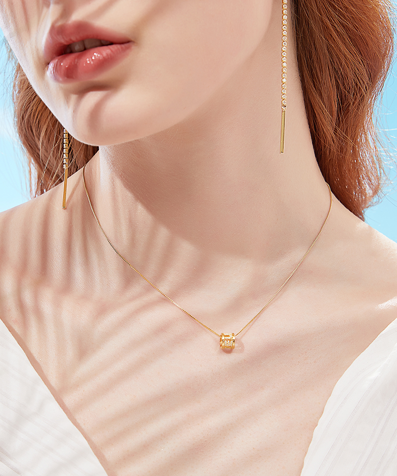 Endless Love Round Cut Silver Plated 14K Rose Gold Necklace