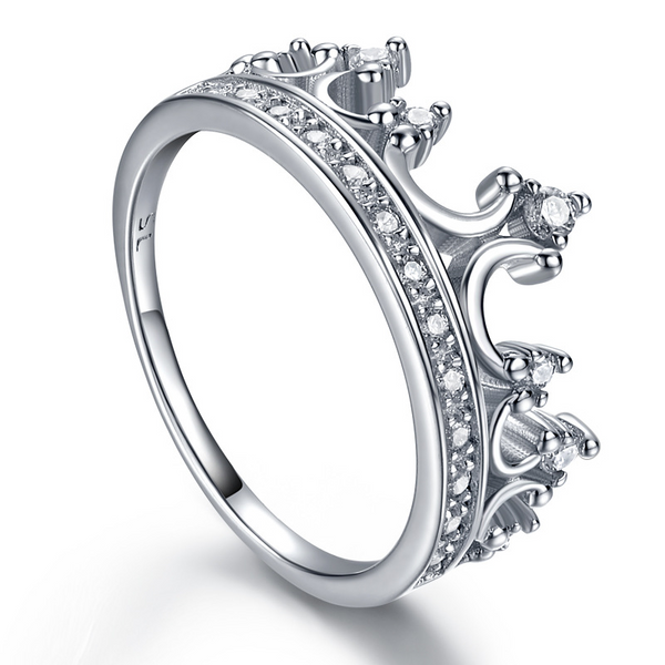 Queen Crown Round Sterling Silver Ring-TL-Juri Elle