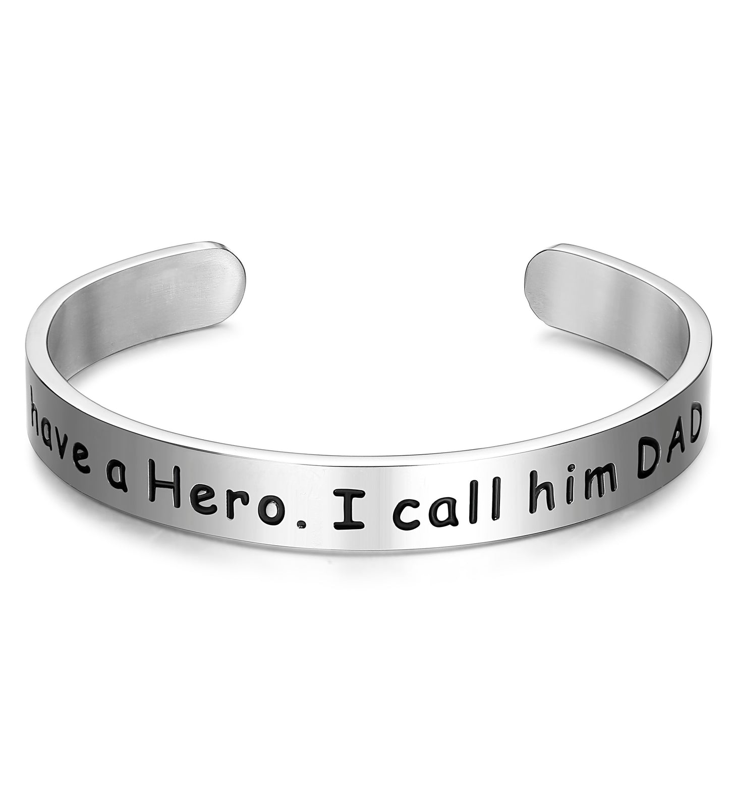 DIOROYAL Gift for Dad from Daughter, Son, Wife - Husband. Father. Hero Father's Day Stainless Steel Bracelet Engraved Bangle Jewelry for Dad
