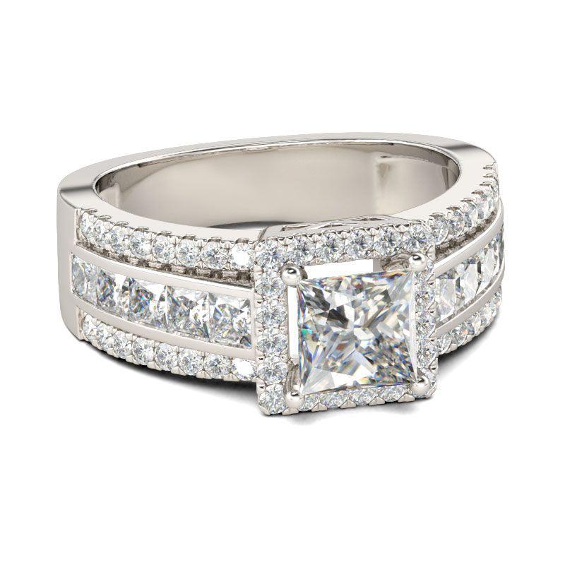 Contemporary Design Princess Cut Sterling Silver Ring-JE-Juri Elle