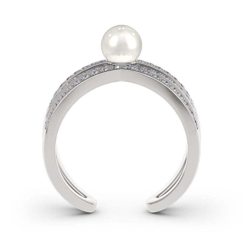 Geometry Cultured Pearl Sterling Silver Ring-JE-Juri Elle