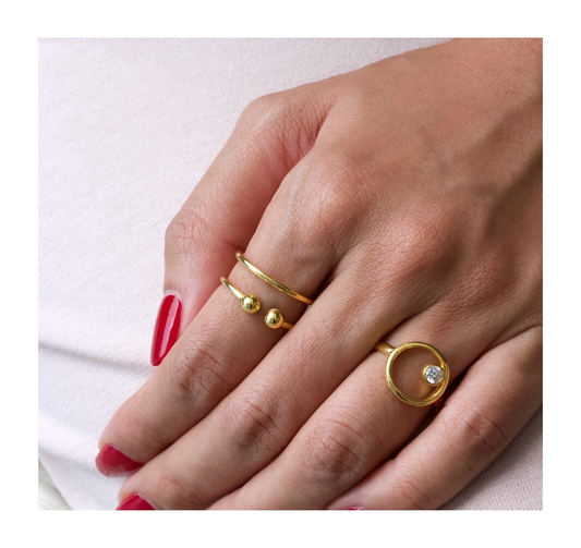 Double Band Ball Ring Gold-J&CO-Juri Elle