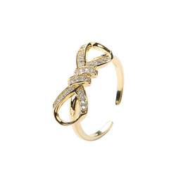 Bow-knot Round Cut Sterling Silver Plated Gold Ring