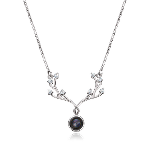 Collier en argent sterling coupe ronde Evil Eye Antlers