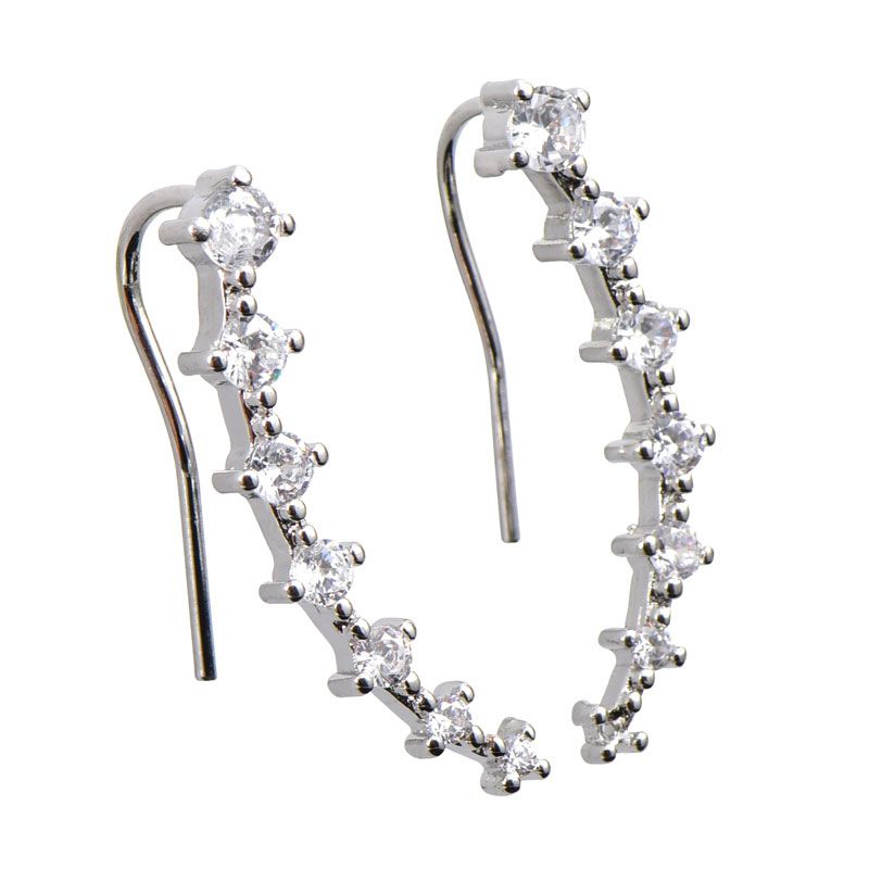 Simple Classic Sterling Silver Earrings Climbers-JE-Juri Elle