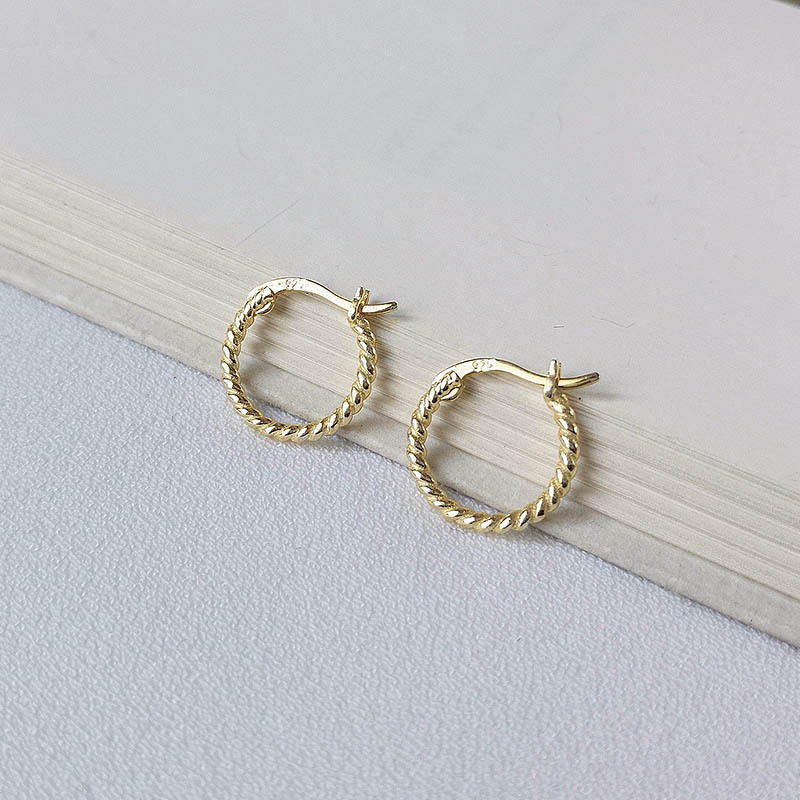Simple Twist Sterling Silver Plated Gold Earring