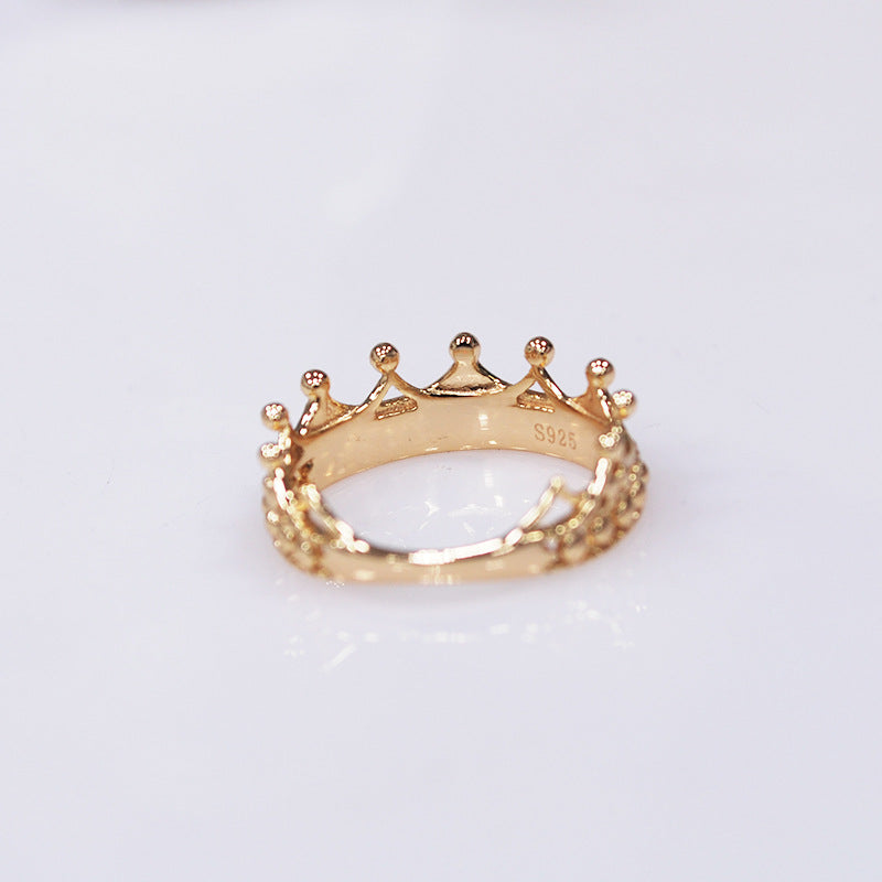Crown Shape of Sterling Silver Ring With Pearls-DL-Juri Elle