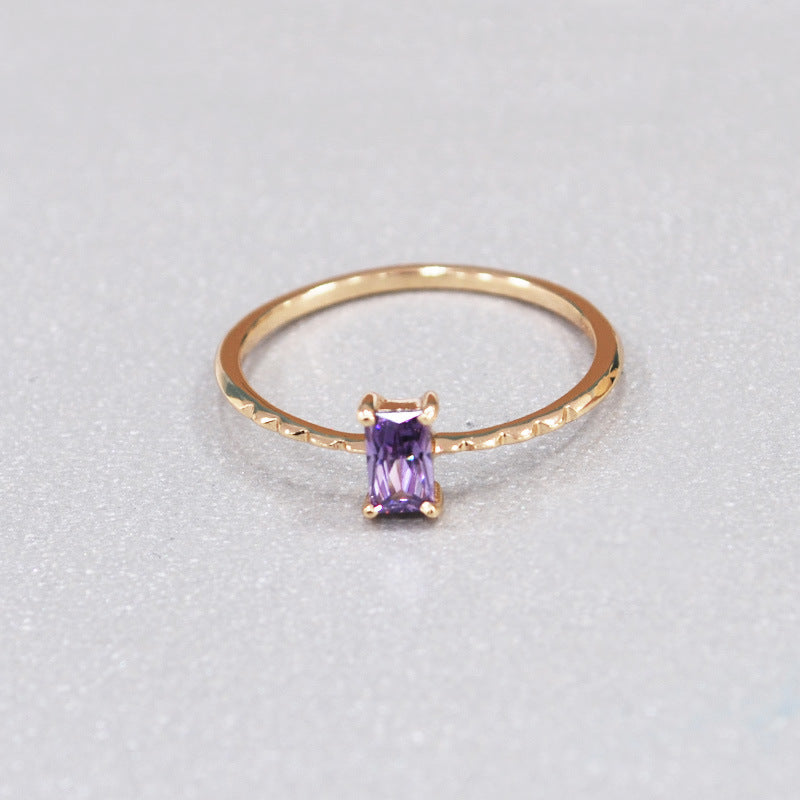 Single Purple Diamond Sterling Silver Ring-DL-Juri Elle