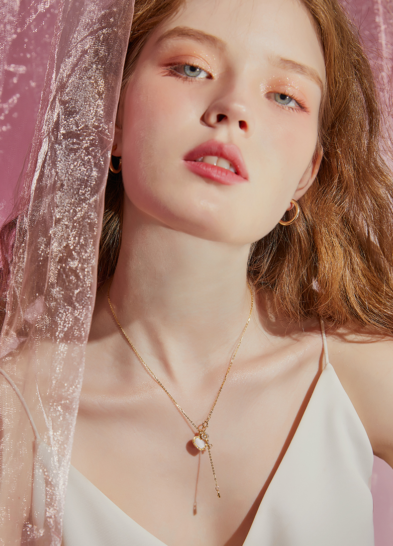 Unlock Love Round Cut Sterling Silver Plated 14K Gold Necklace