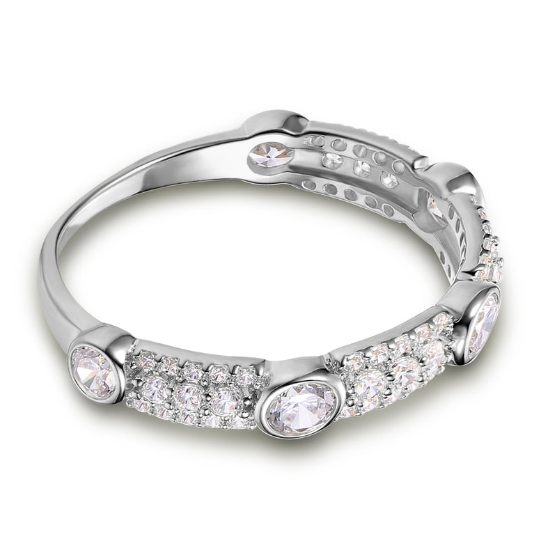 Classic Round Cut Sterling Silver Women's Band