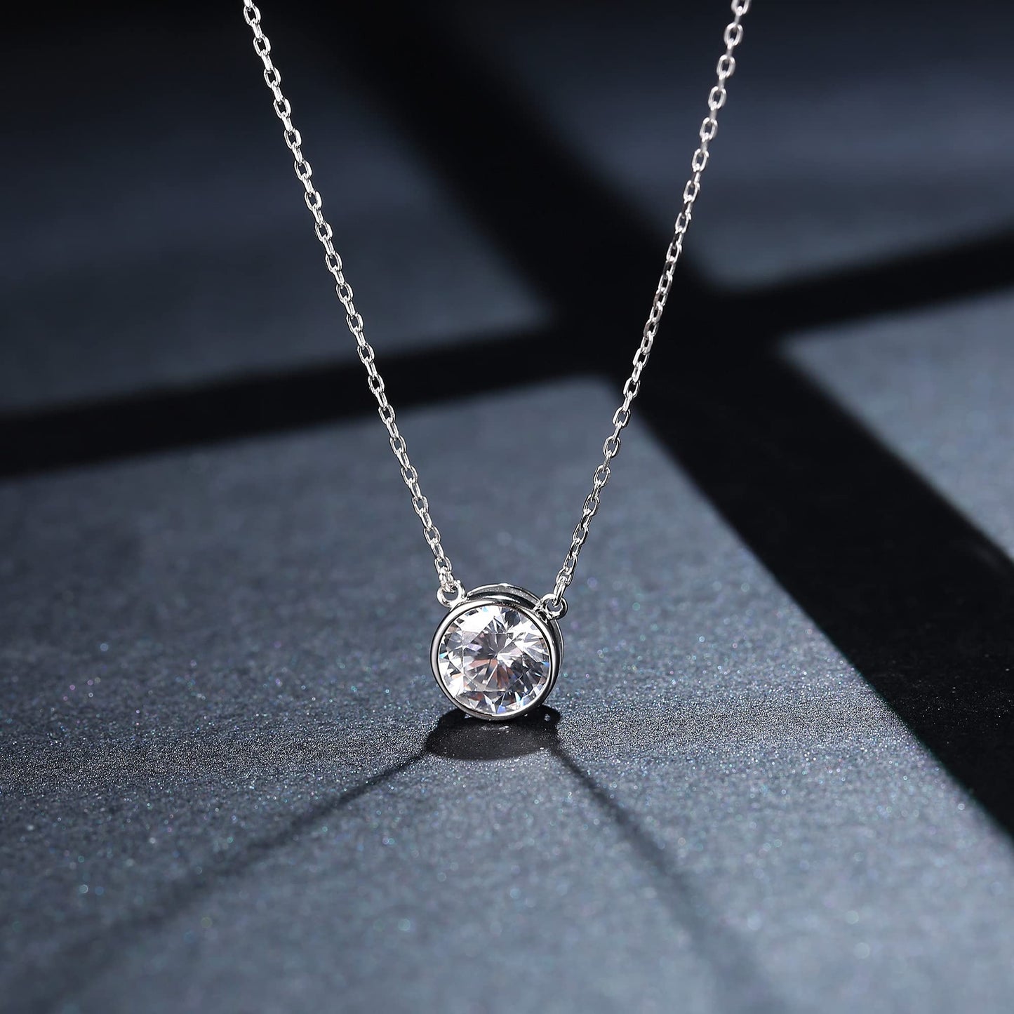 Cubic Zirconia Solitaire Pendant Necklace