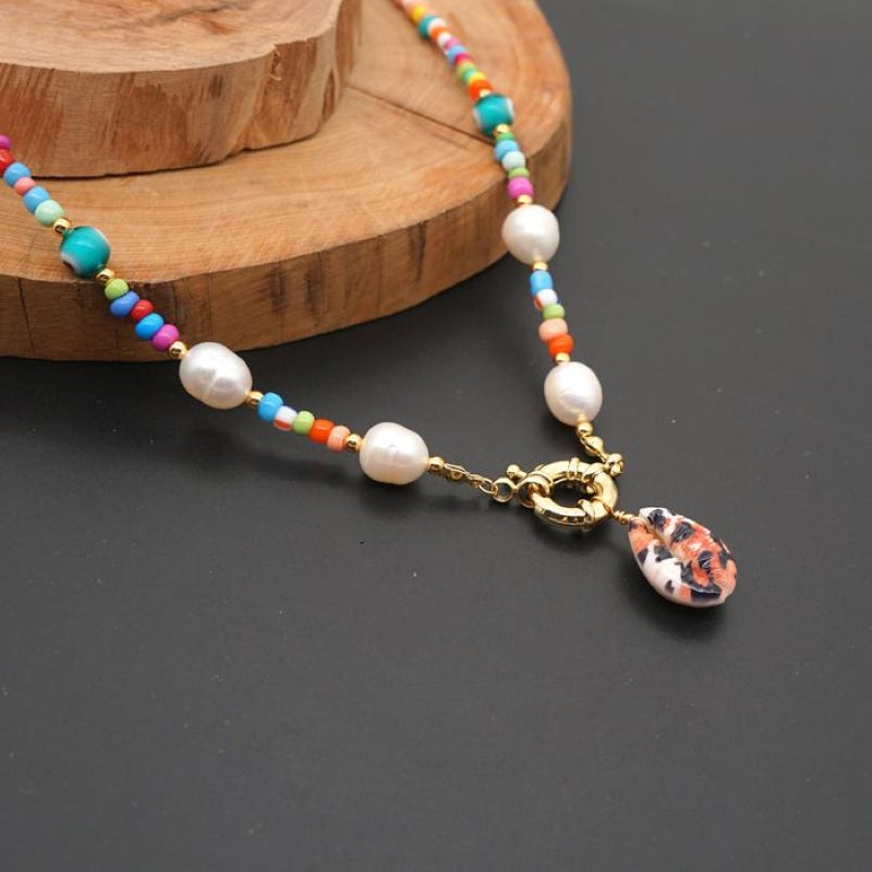 Bohemian Natural Pearl Shell Color Necklace