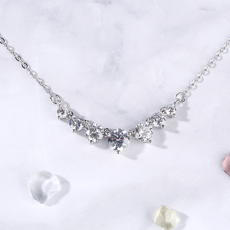 Classic Round Cut Stone Pendant Sterling Silver Necklace-JE-Juri Elle