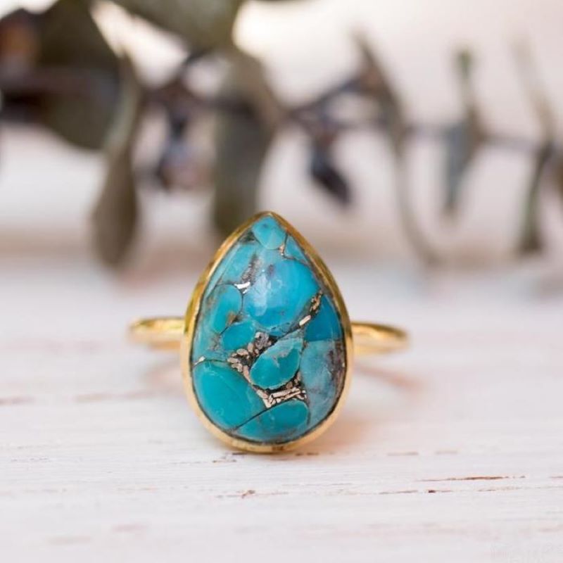 Bohemian Turquoise Drop Ring