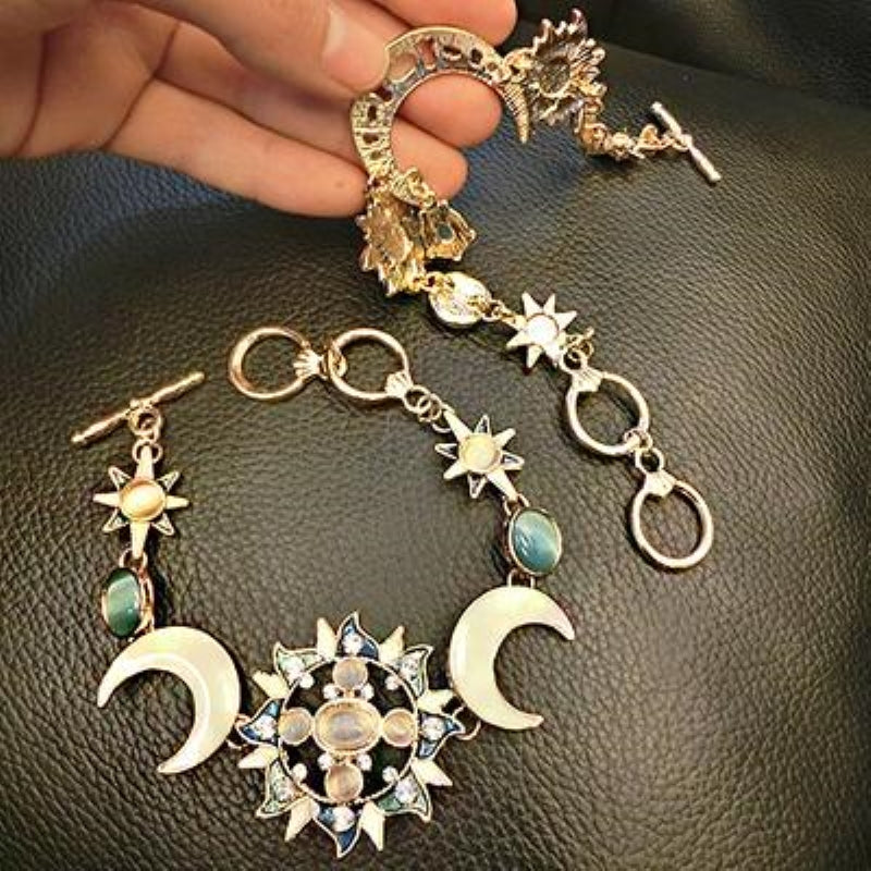 Bohemian Sun Stone Moon Stone Diamond Bracelet