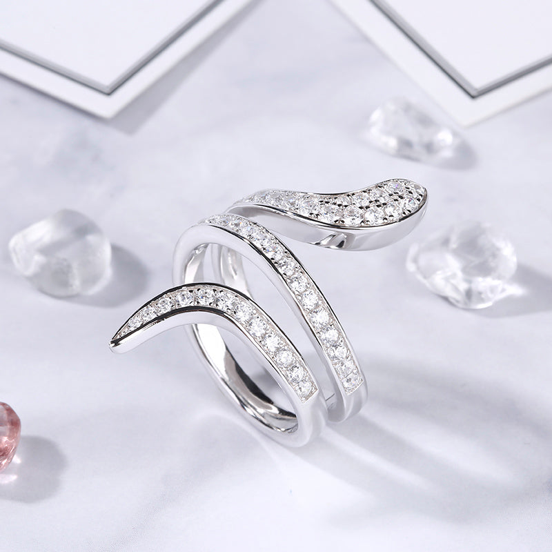 Snake Shape Sterling Silver Cocktail Ring-JE-Juri Elle