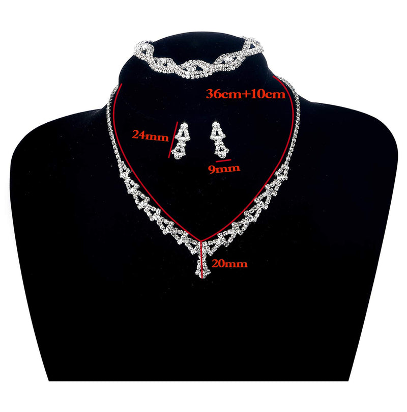 Rhinestone Necklace and Earrings Set
