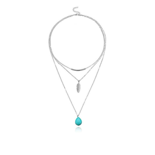 Bohemian Turquoise Leaf Necklace