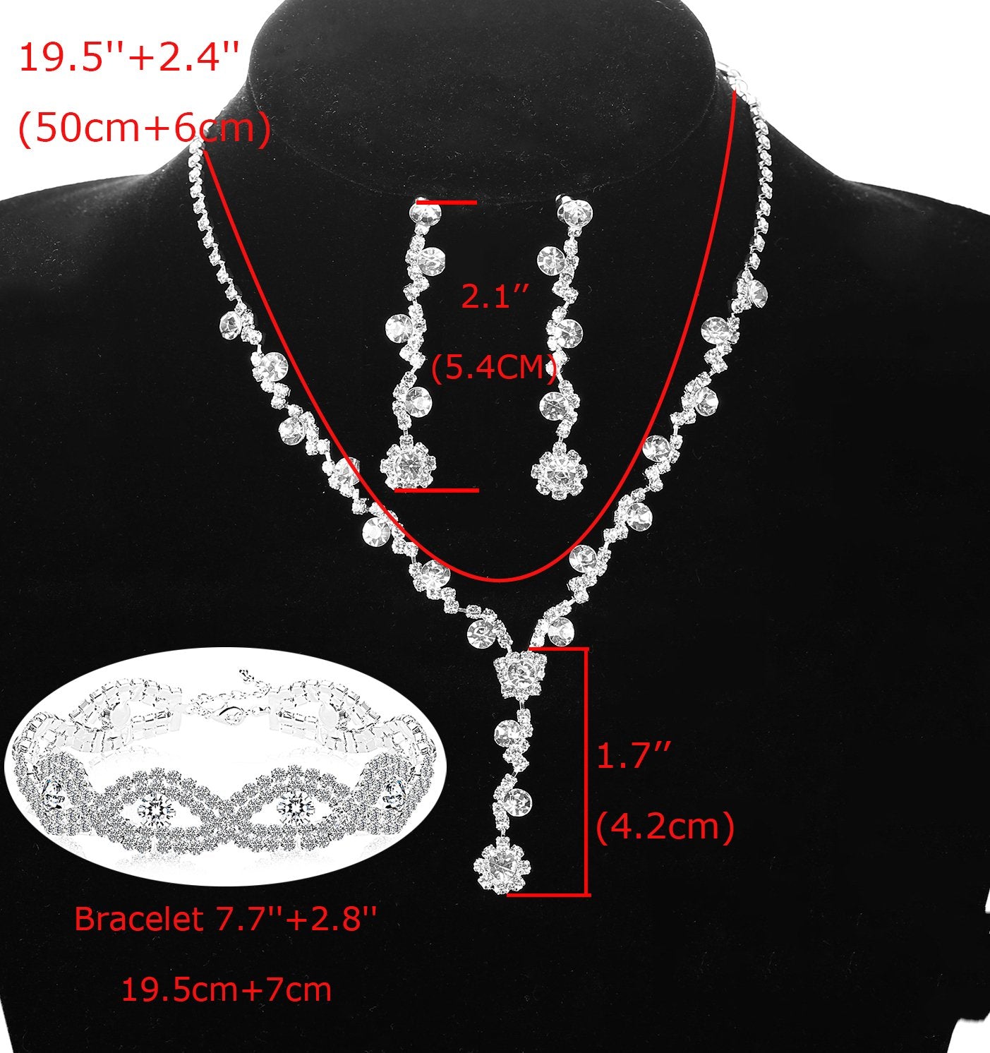 Rhinestone Bridesmaid Jewelry Sets for Women with Rhinestone Bracelet
