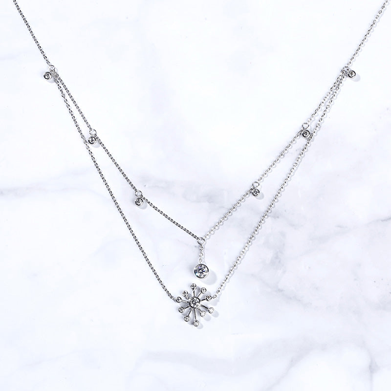 Layered Dandelion Sterling Silver Necklace-JE-Juri Elle