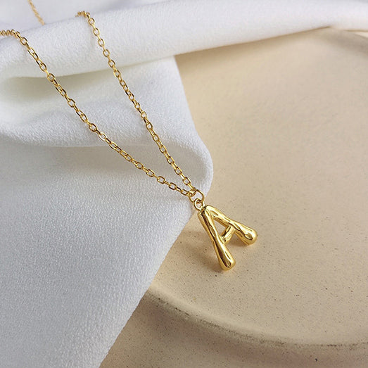 Letter A Sterling Silver Plated Gold Necklace
