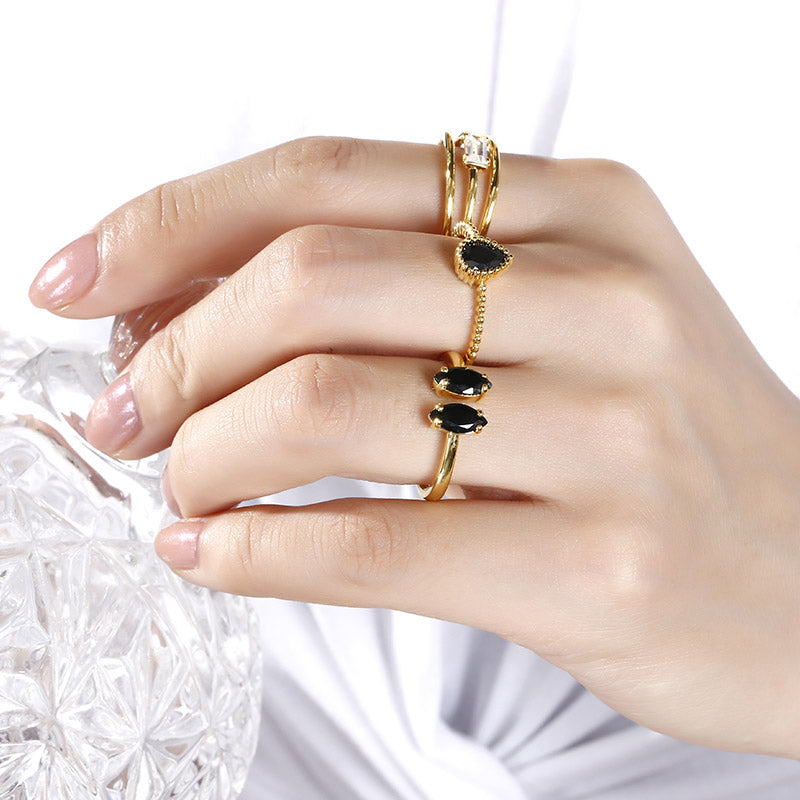 Bead Pear Cut Sterling Silver Ring-JE-Juri Elle