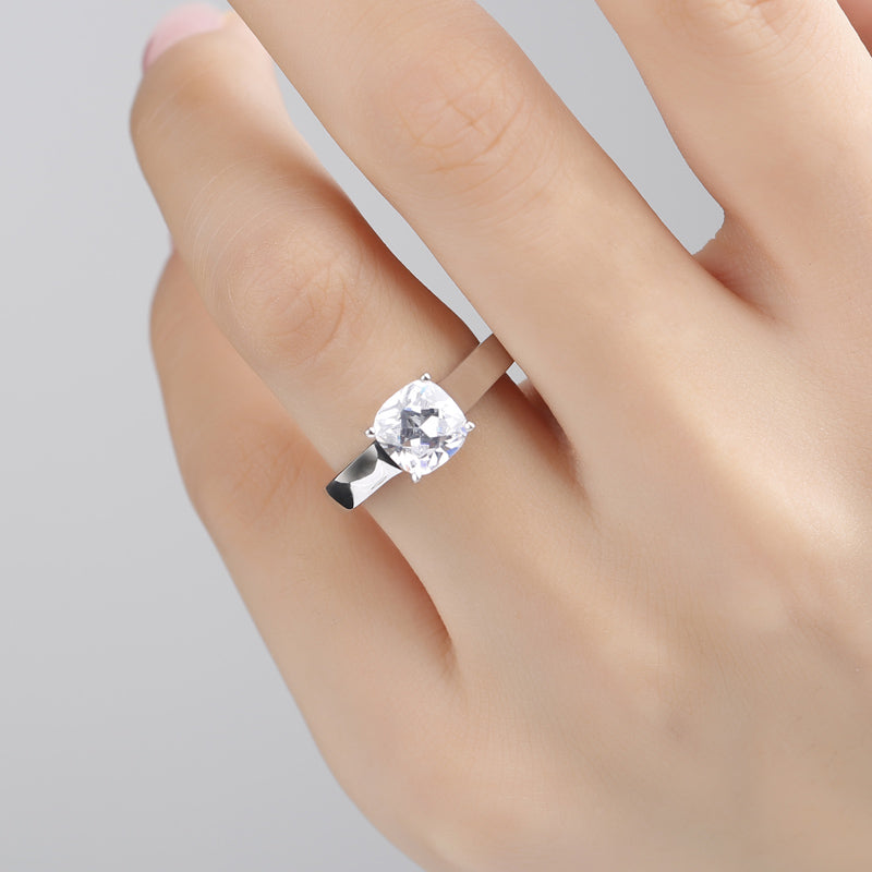Cushion Cut Sterling Silver Ring-JE-Juri Elle