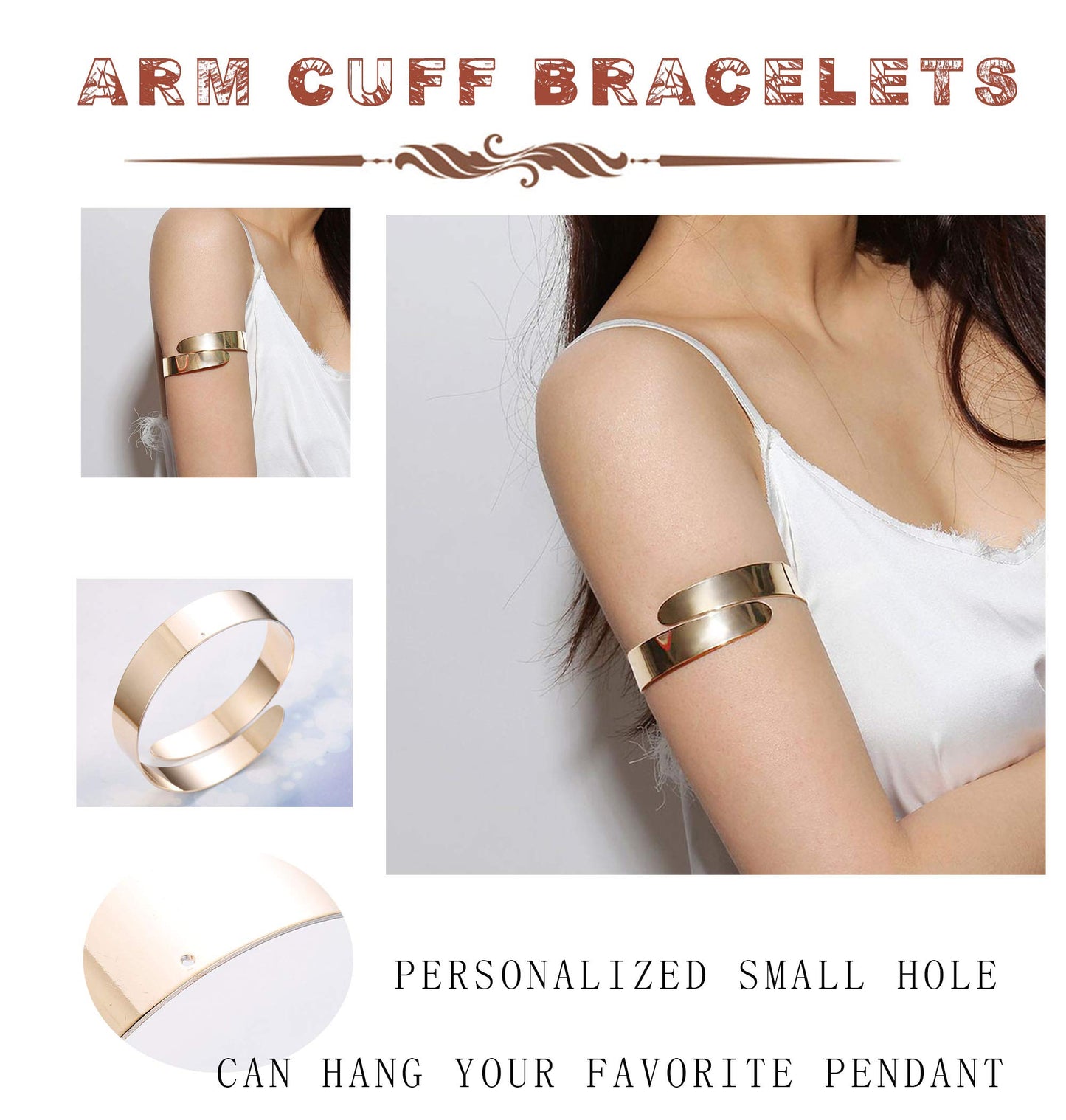 Ensemble de bracelets de brassard et de manchette ouverts avec collier ras du cou
