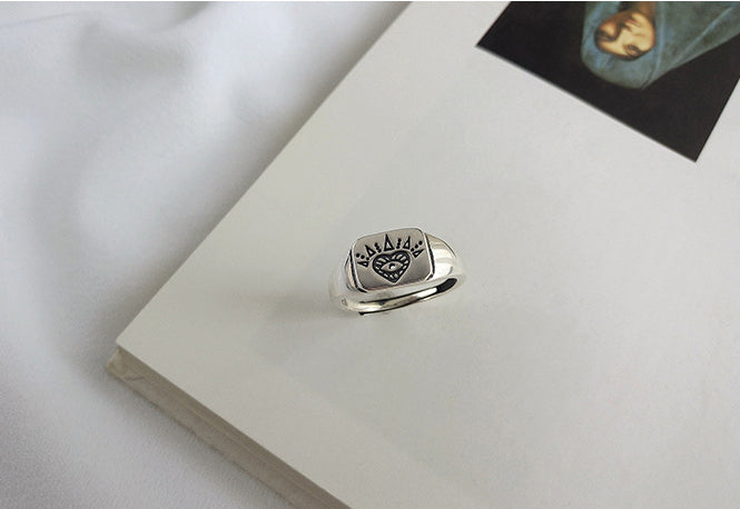 Heart Sun Eye Sterling Silver Ring